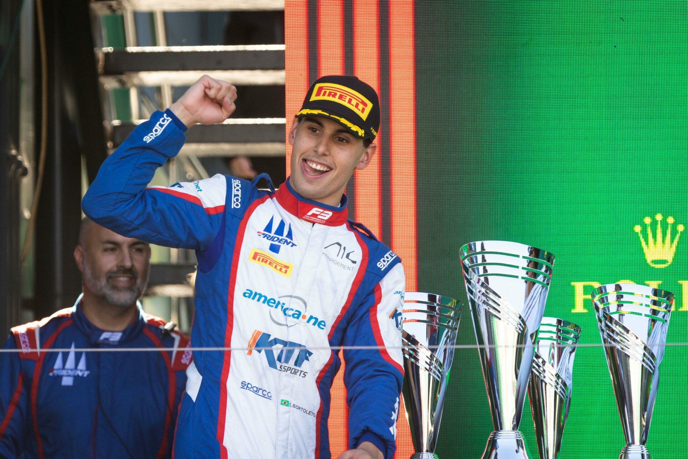 Melbourne, Australia. 02nd Apr, 2023. Melbourne, Australie. 02nd Apr, 2023. BORTOLETO Gabriel (bra), Trident, Dallara F3, portrait on the podium during the 2nd round of the 2023 FIA Formula 3 Championship from March 31 to April 2, 2023 on the Albert Park Circuit, in Melbourne, Australia - Photo Sebastiaan Rozendaal/Dutch Photo Agency/DPPI Credit: DPPI Media/Alamy Live News Credit: DPPI Media/Alamy Live News