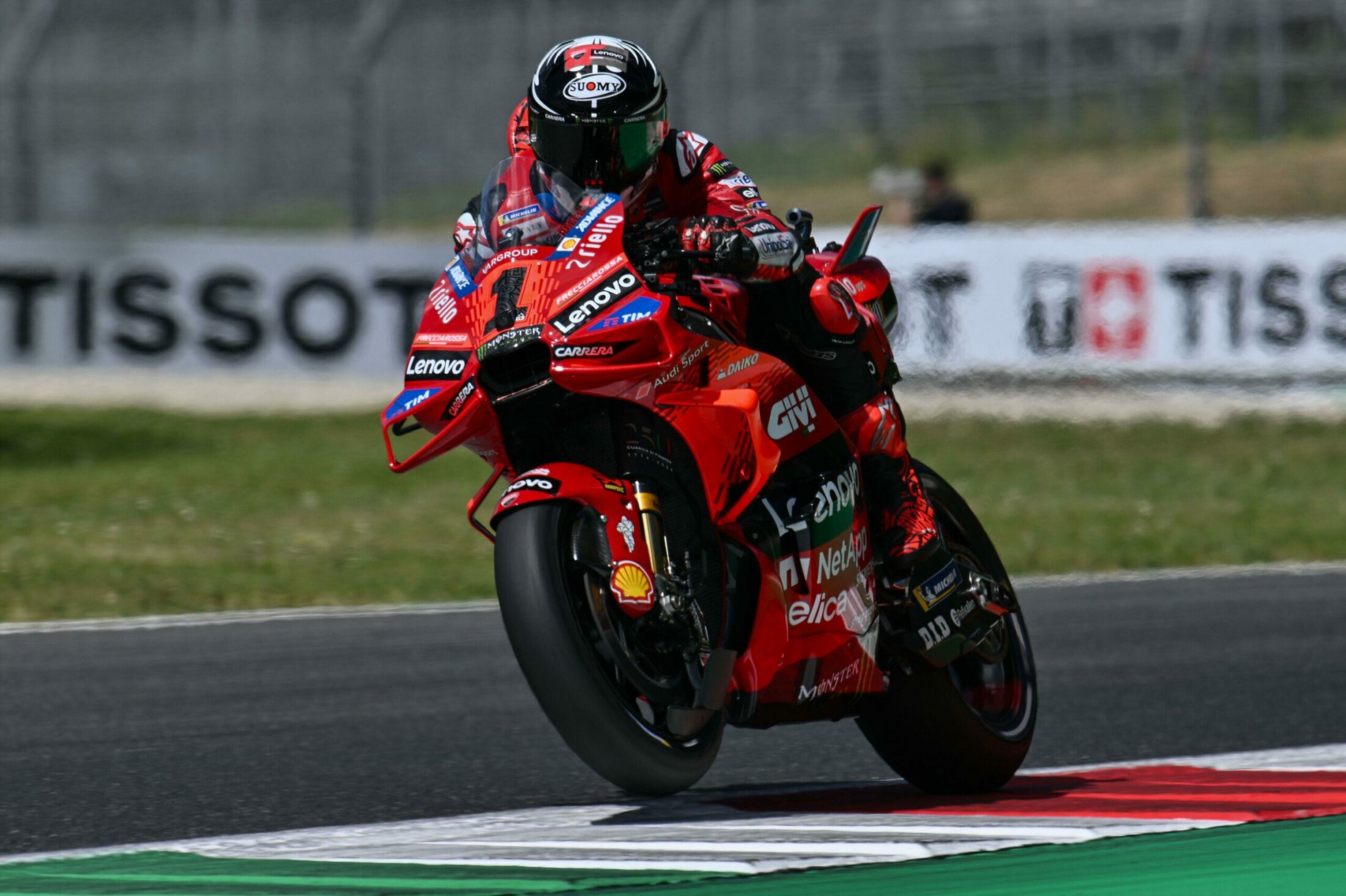 Italian rider Francesco Bagnaia of Ducati Lenovo Team in action during Gran Premio d'Italia Brembo - Tissot Sprint, MotoGP World Championship in Mugello, Italy, June 01 2024