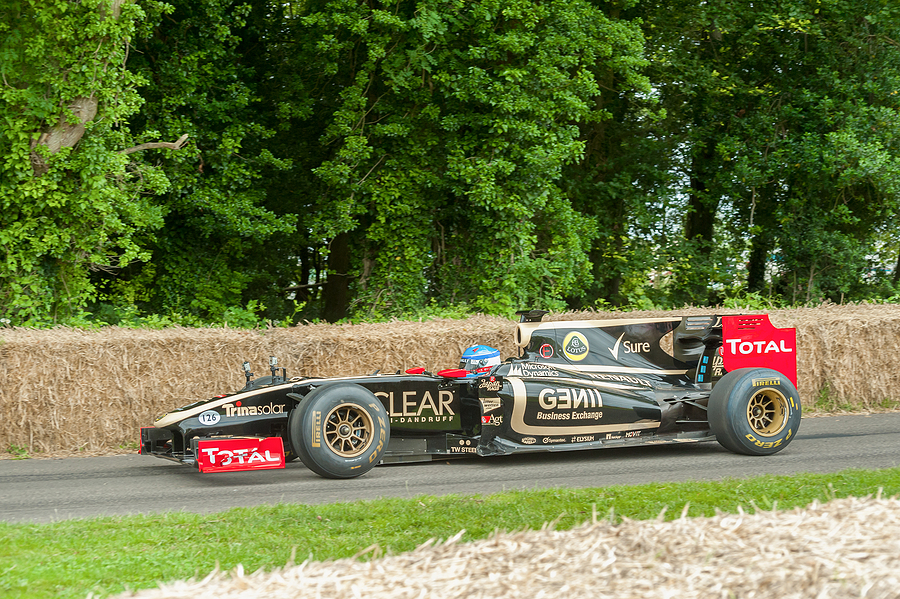 Lotus Formula 1 race car on the Festival of Speed hill climb course at Goodwood UK on July 1 2012